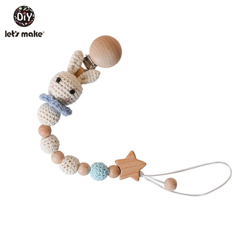 Wooden & Crochet Pacifier Clip