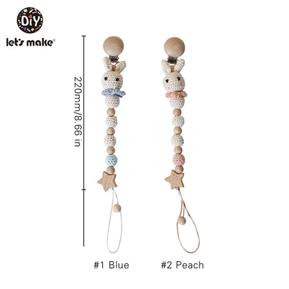 Wooden & Crochet Pacifier Clip