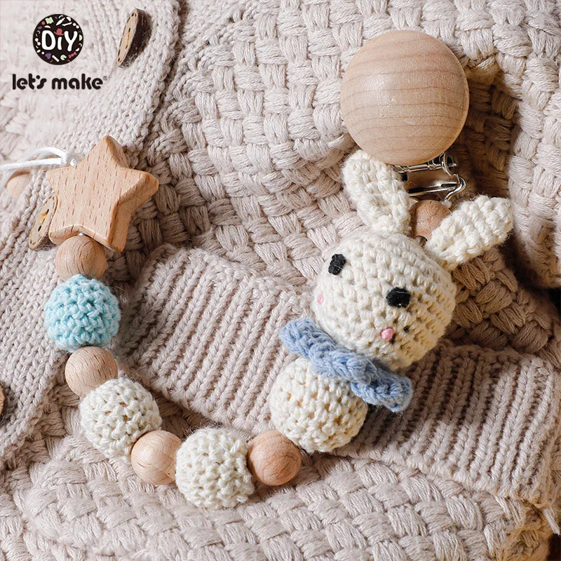 Wooden & Crochet Pacifier Clip