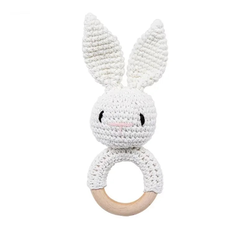 Baby Crochet Rattle Wooden Teether Toy