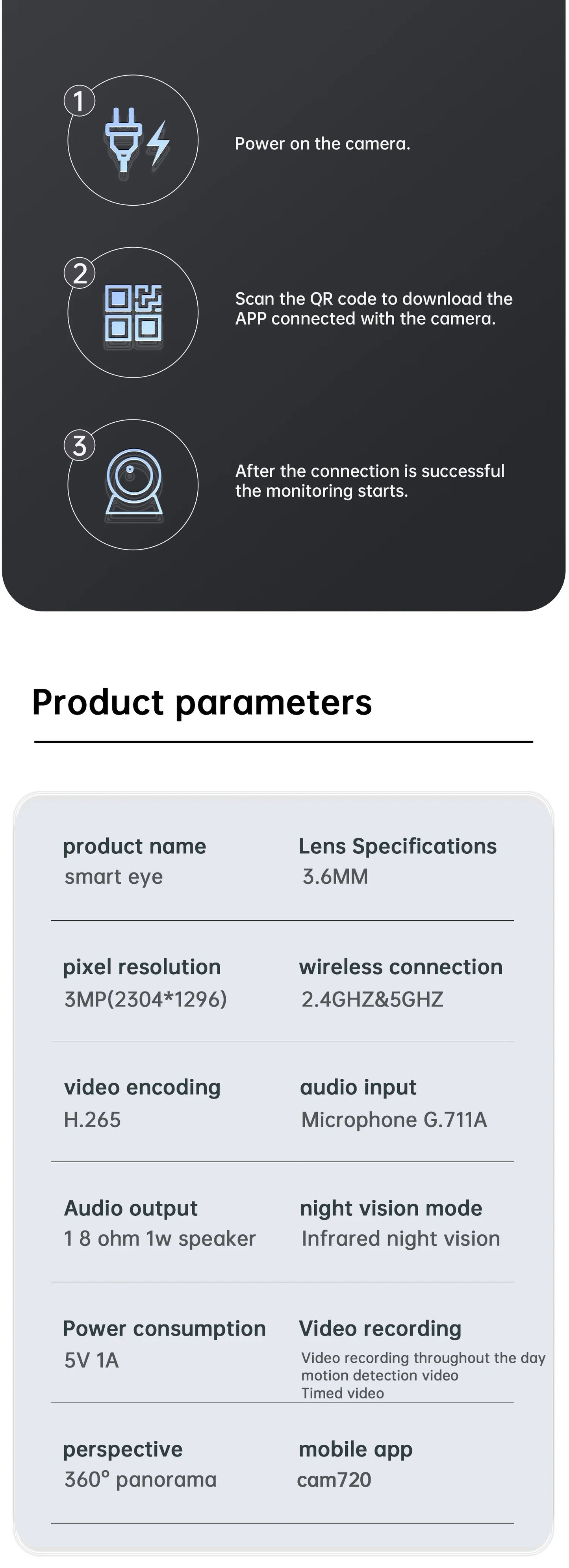 Lenovo 5MP WiFi Camera Smart Home Indoor Wireless